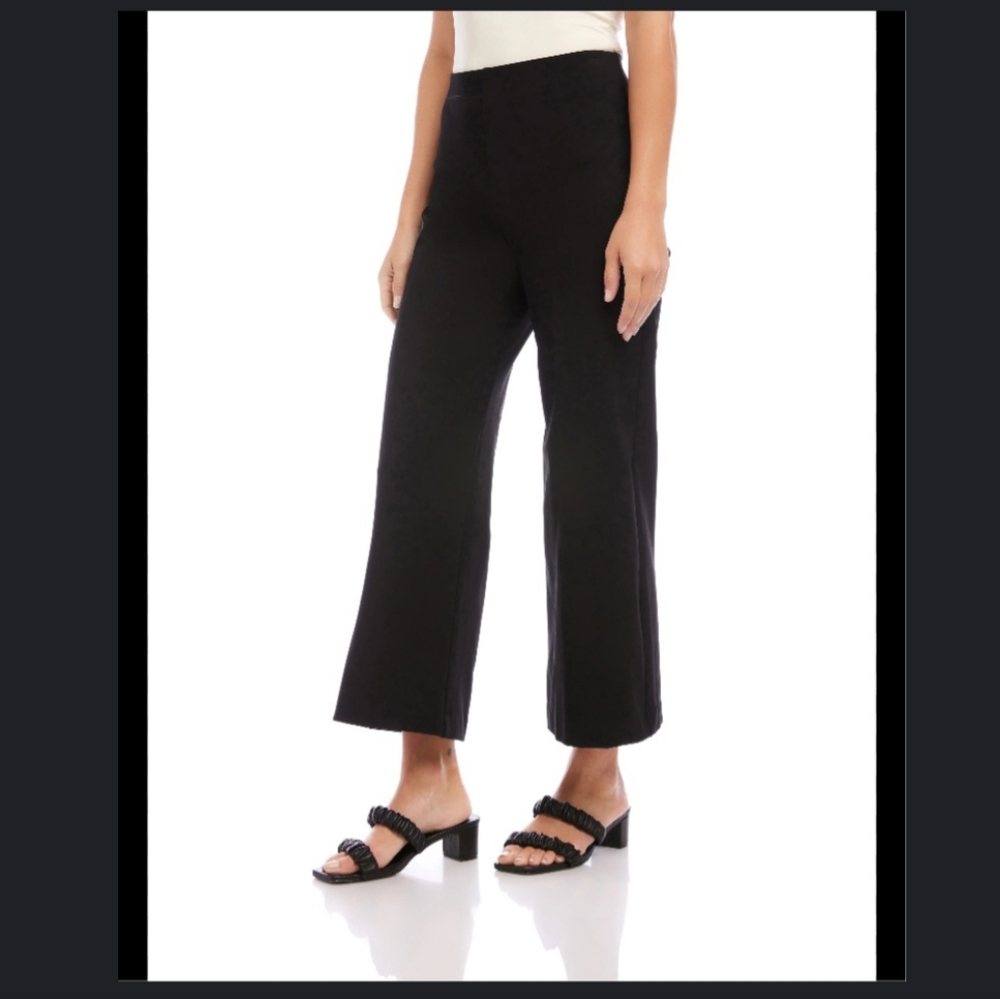 Svetlana Crepe Pull On Elasticized Wide Office Pants Sz 10 Black
